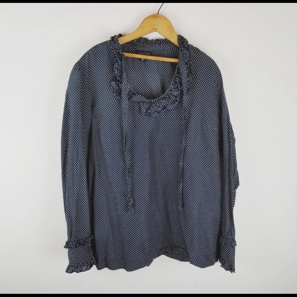 Tommy Hilfiger Navy Ruffle Blouse- L